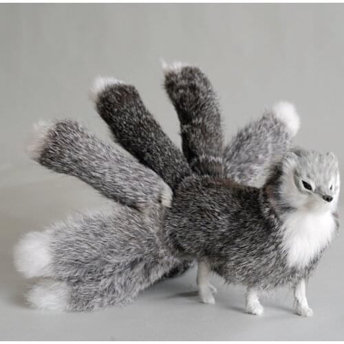 New creative real life gray fox model plastic&furs nine-tails fox doll gift about 30x12.5cm xf2804