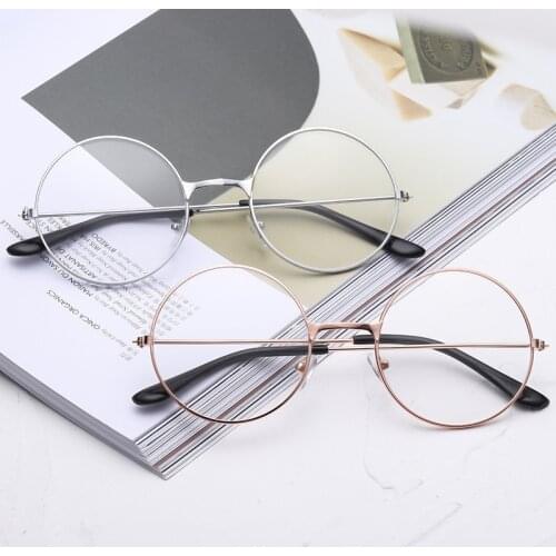 New Fashion Round Glasses for Women Men Vintage Classic Metal Flat Mirror Optical Spectacles Frame Unisex Vision Care Eyeglasses