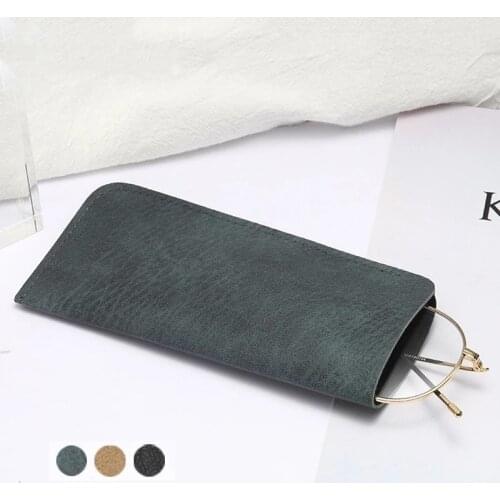 Retro Soft Leather Reading Glasses Bag Case Waterproof Solid Sun Glasses Pouch Simple Eyewear Storage Bags Eyewear Accessories