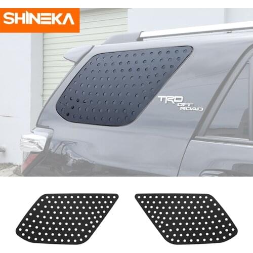 SHINEKA Car Black Rear Window Triangle Glass Decoration Cover Trim Stickers For Toyota 4Runner 2010-2019 Aluminum Accessories