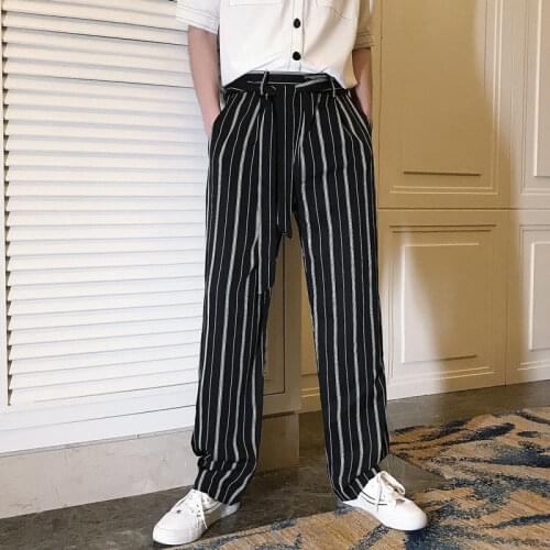 Pants Retro Belt Stripes Straight Wide Leg Trousers Couples Sports Men Women Trend Hip Hop Streetwear Fashion The New Listing