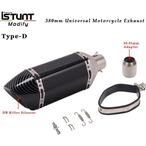 ISTUNT 380mm Length Universal Motorcycle Exhaust Muffler Pipe Escape Modified With DB Killer For Honda Kawasaki Yamaha duke ATV