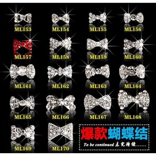 100PCS Mini Bow Tie Cabochon w/ Clear RhinestonesTiny Bow Floating Charm Earrings Making Nail Art Nail Deco
