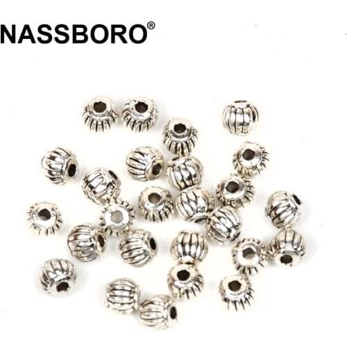 100pcs 4mm Antique Silver Spacer Beads For Jewelry Making Zinc Alloy Metal Beads Connectors Charm Bracelet Necklace DIY Bead
