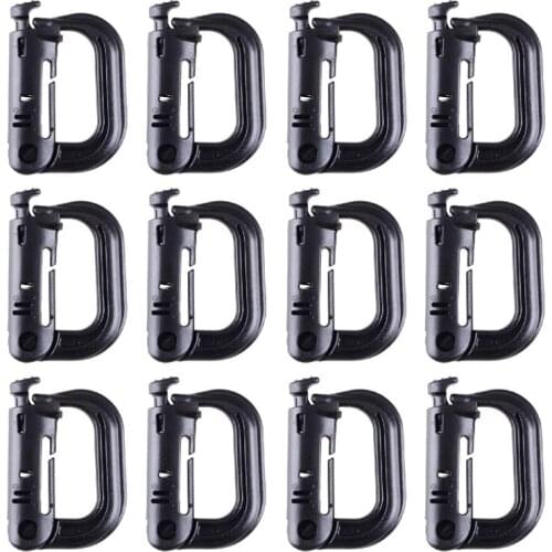 12pcs/set Carabiner Climb Clasp Clip Hook Backpack Molle System D Buckle Military Outdoor Sport Bag Camping Climbing Accessories