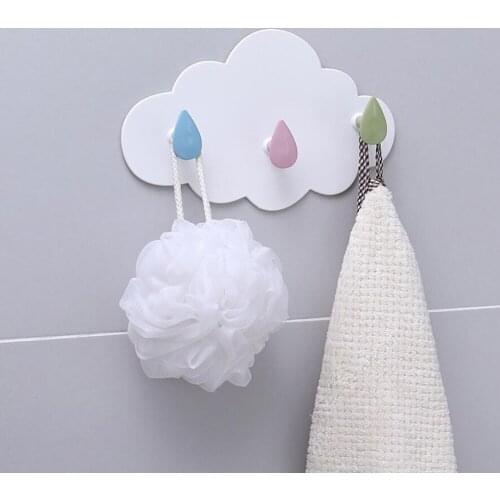 3in1 White Cloud Style Sticky Hooks Wall-Mounted Suction Cup Key Clothes Organizer Holder Wall Door Strong Rack Hooks 10115C