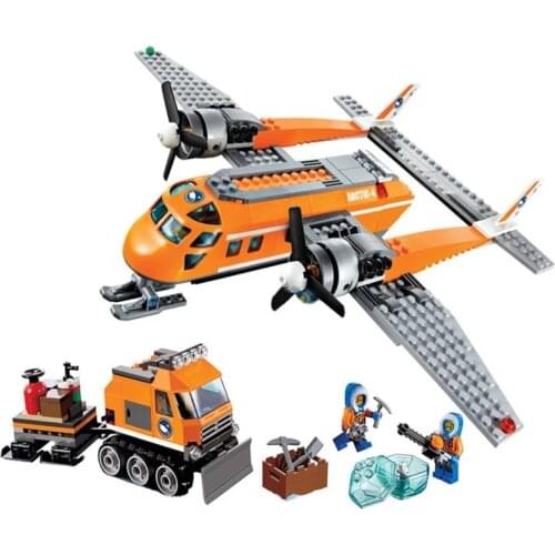 391pcs 10441 City Series Polar Material Supply Transport Aircraft 60064 Assembled Building Block Toy Gifts