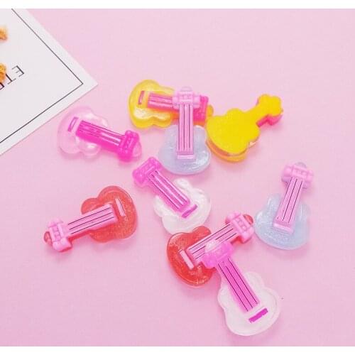 50pcs Glitter Mini Guitar Flat back Resin Cabochon Flatback Decoration Crafts DIY Hair Bows Accessories Scrapbooking Phone Decor