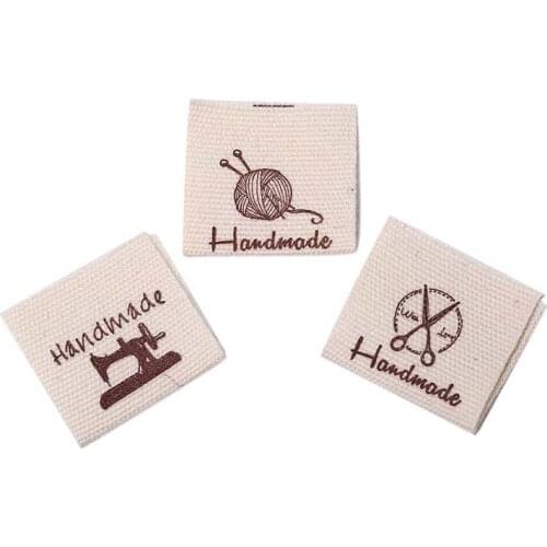 50pcs Cotton Clothing Labels Handmade Embossed Tags DIY Flag Labels For Garment Sewing Accessories