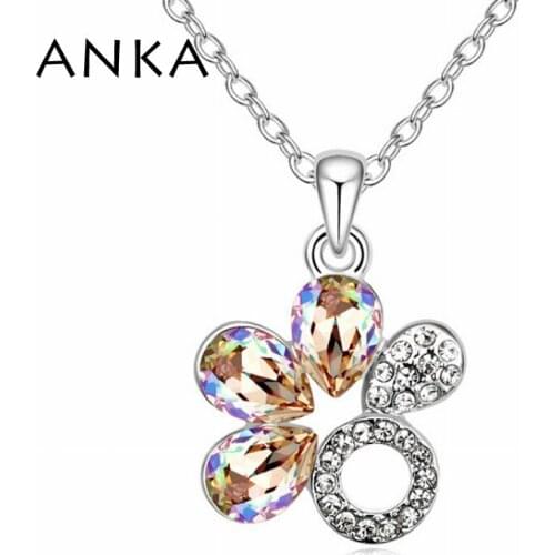ANKA Accessories Flower Crystal Pendant Necklace Jewelry Collar Colares Femininos Main Stone Crystals from Austria #104313