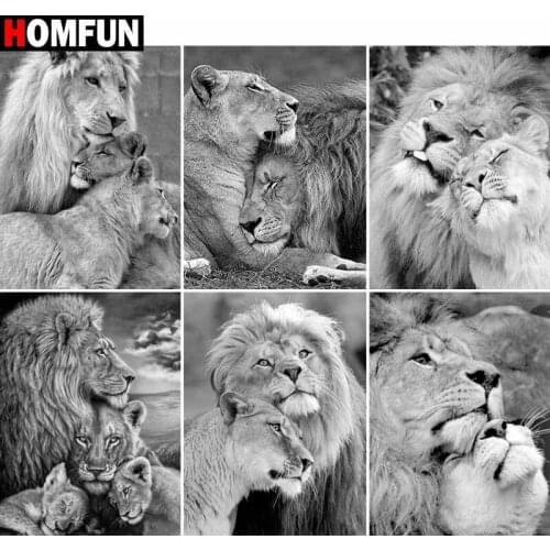 HOMFUN Full Square/Round Drill 5D DIY Diamond Painting "Animal lion landscape" Embroidery Cross Stitch 5D Home Decor Gift