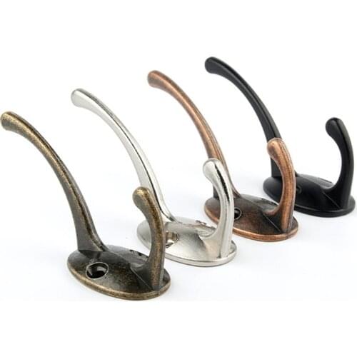 Retro Bronze Clothes Hook Nail Style Western Medieval Style Bathroom Double Hook Decoration Hat Clothes Hanger Vintage Home NEW