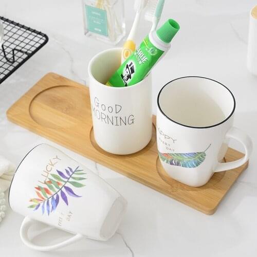 Toothbrush cup Ceramic strap to wash Suit couple cup household products Bathroom supplies