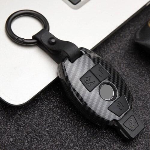 ABS Carbon Fiber Silicone Car Key Case Cover For Mercedes Benz E C Class W204 W212 W176 GLC CLA GLA