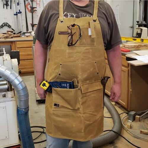 Apron European and American style Apron Electrician Gardening Woodworking Apron Thick Canvas PU Apron