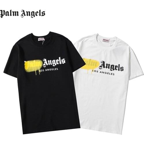 Palm Angels 21SS Letter Logo Short Sleeve Round Neck Men Women T-Shirt, Unisex, Lovers, Couple Style, Cotton, Boyfriend Gift