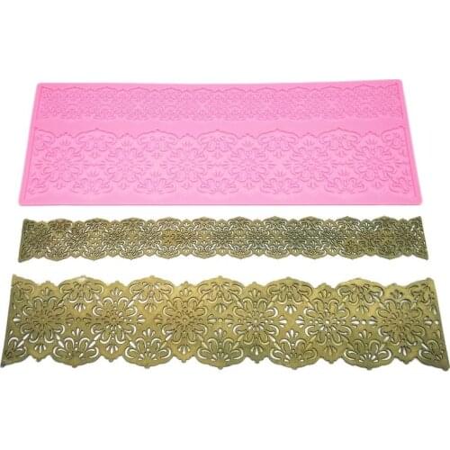 1Pcs Flower Lace Mold Cake Border Mould Cake Decoration Tools Fondant 3D Mold Food Grade Silicone Mould K672