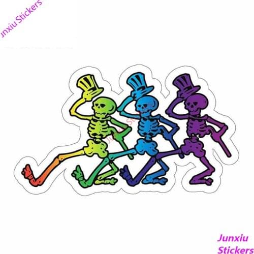 JDM Car Accessories Grateful Dead Dancing Skeletons Car Stickers Helmet Motorcycle Sunscreen Cover Scratches Decoration KK13*8cm