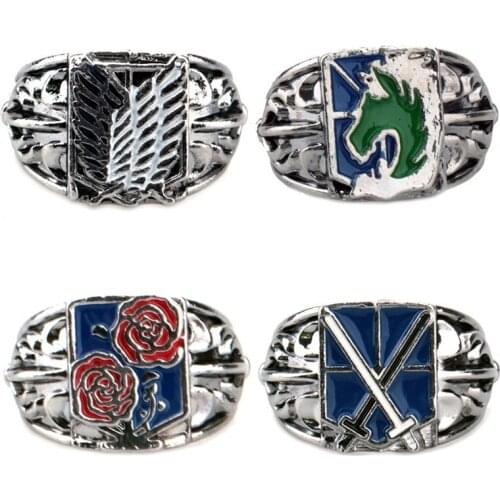 Wholesale 5 Pcs Japanese Anime Attack on Titan Rings Finger Accessories for Women Men Jewelry Cosplay Alloy Dropshipping Ring