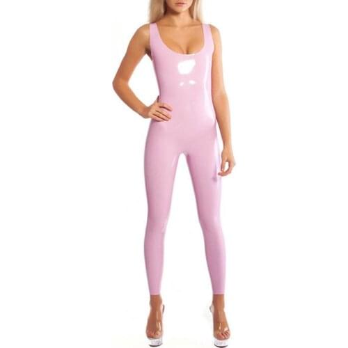 Handmade Sleeveless Latex Bodysuit Catsuit without Zipper Rubber Jumpsuit Club Party Wear