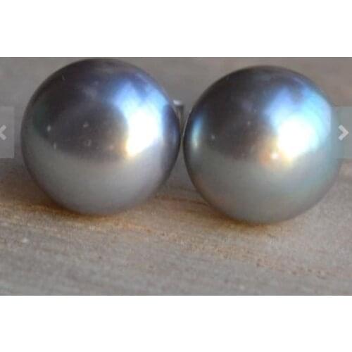 Favorite Real Pearl Earrings AAA 8MM Gray Natural Freshwater Pearl Earrings S925 Silver Stud Jewelry Charming Women Gift