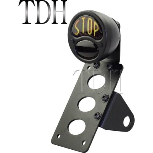 Motorcycle Retro Tail Brake Light STOP 3/4" Axles Side Mount Number Plates Bracket License Plate Holder For Harley Cafe Racer