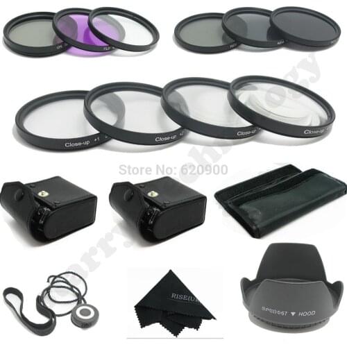 100% GUARANTEE 58MM Macro Close Up Set + UV CPL FLD/ ND 2 4 8 Filter Kit for Canon EOS 1100D 1000D 650D 600D 18-55mm Lens + Hood