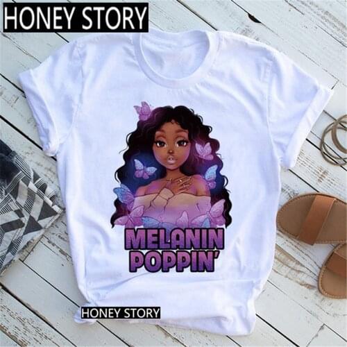 Summer New Melanin Tshirt Beautiful African Lady Women T-shirt Girl Sisters Black Lives Matter Funny 90S Print Tops Drop Ship