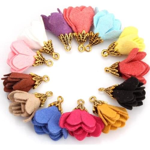 OlingArt 30mm 12Pcs Gold hat Mix Color Flannel High grade Tassel Necklace Earring DIY Jewelry Making Keychain Charms NEW 2019