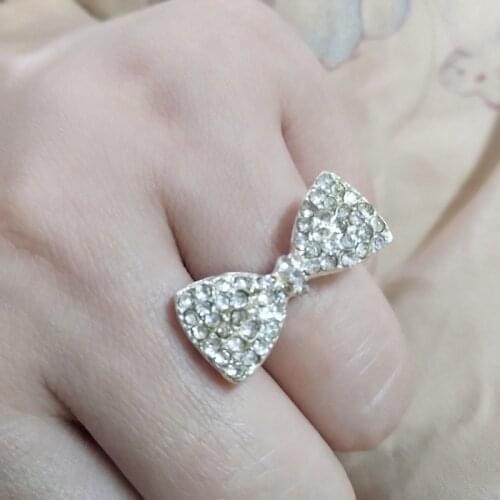 R021 Cute Bow Bowknot full Drill Index Finger Ring 2017 New Korean Jewelry Wholesale for women,free shipping