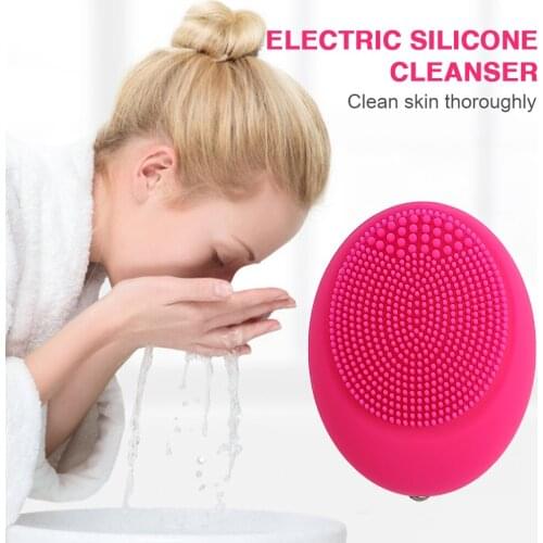 Mini Silicone Face Cleansing Brush Portable Electric Face Cleanser Replaceable Battery Waterproof Facial Brush Deep Vibrating