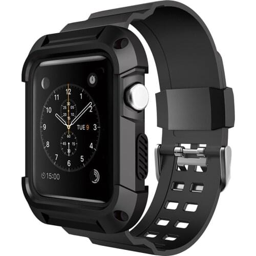 Silicone TPU Case Cover with Sport Band Strap For iwatch Apple Watch Series 1 2 3 38mm 42mm 38 42 mm Coque Funda Accessories