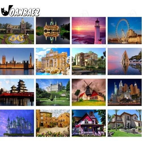 Nordic Architecture Landscape Diamond Painting 5D Diy Ferris Wheel Square Diamond Inlaid Wall Art Nordic Home Room Decoration