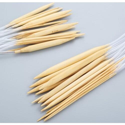 18Pcs Yarn Weave Plastic Tube Bleached Bamboo Circular Knitting Needles Crochet Hook Craft DIY Hand Sewing Tool 60cm