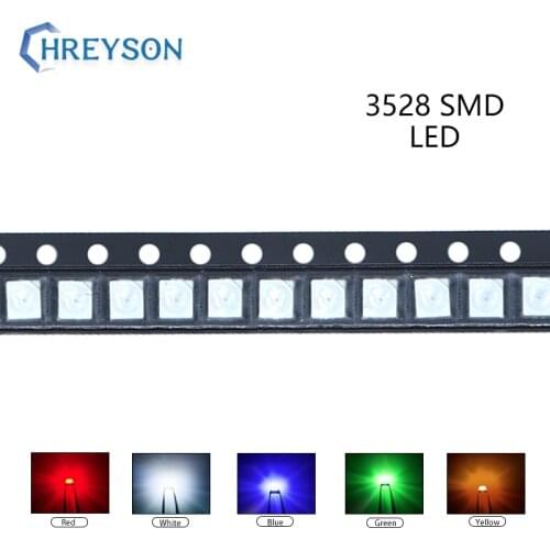 100pcs 3528 SMD LED Electron Component Blue Yellow White Green Red Orange Purple RGB High Light Emitting Diode DIY Kit