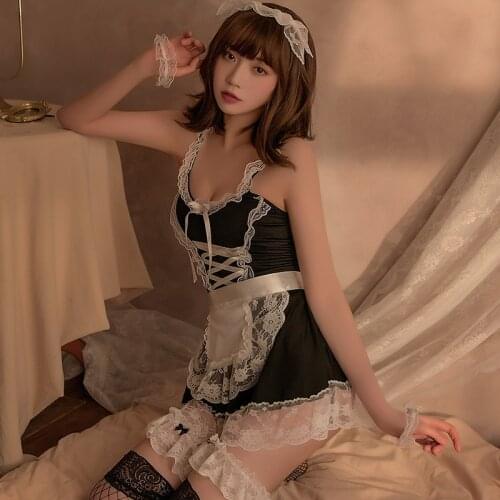 Lolita Maid Cosplay Costume Sexy Babydoll Dress Erotic Uniform Role Play Cute Live Show Maid Servant Clothes Women Lingerie