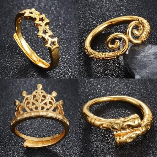 Vintage Couple Rings Open Adjustable Monkey King Curse Golden Cudgel Promise Ring for Women Lovers Wedding Engagement Jewelry