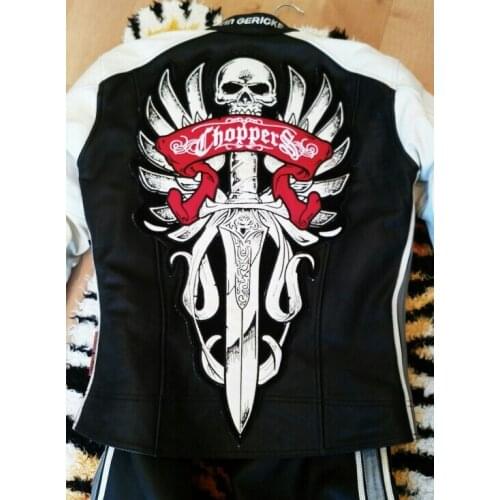 Top Quality Reflect light in night MC Punk Chopper Patches Skull Sword Wings Biker Patche Badges Sticker Embroidery Clothing