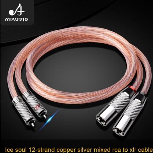 ATAUDIO Hifi RCA to Xlr Cable High Quality OCC and Silver-plated 2XLR TO 2RCA Aduio Cable With Carbon Fiber Plug