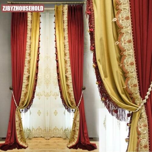 High grade light luxury flannel curtain living room bedroom shade curtain fabric window screen fabric embroidery window curtain