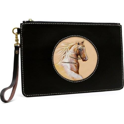 Women Men Vegetable Tanned Leather Bag Money Holder Youth Real Cowhide Fine Horse Clutch Purse Clutches Envelope Gifts