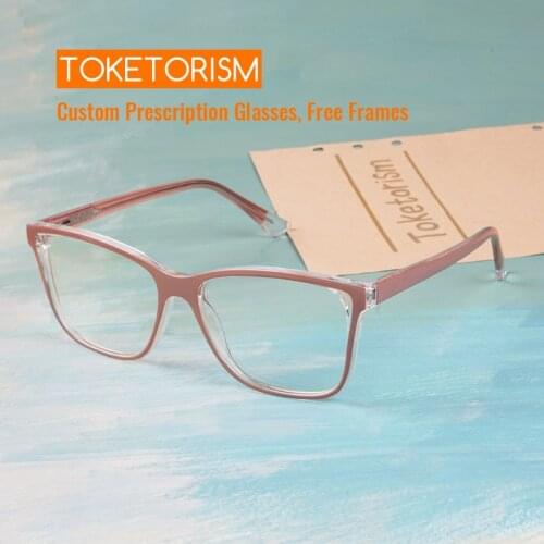 Toketorism Anti Blue Glasses for Women Men Fashion Eyeglasses Prescription Frames for Myopia