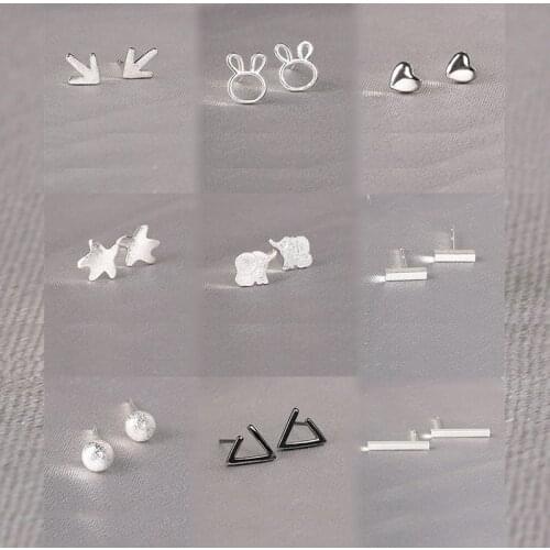 Real 925 Sterling Silver Stud Earrings for Women Girls Jewelry brincos oorbellen aros de plata 925