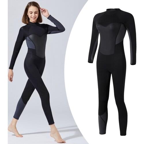 Women Wetsuit 3mm Neoprene Diving Suit Keep Warm Thickened Long Sleeve Full Body Scuba Wet Suit for Surf Snorkeling Swimsuit