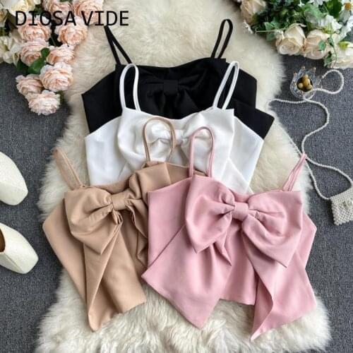 DIOSA VIDE vest female 2020 summer new sexy big bowknot wear cute little sling lace short bottoming