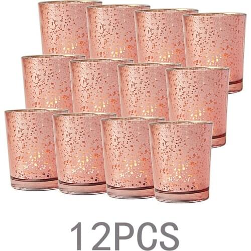 12Pcs/Set DIY Romantic Glass Votive Candle Holder Wedding Parties Centerpieces Tealight Candlestick Home Decor