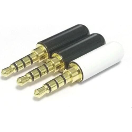 2pcs 3.5mm stereo connector straight 4 section/knots copper audio plug DIY welding terminal