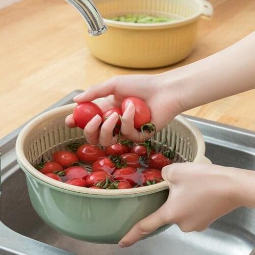 2pcs/set Drain basket Fruit Vegetable Washing Basket Strainer plastic colander filter wate Kitchen Storage Gadgets accessories