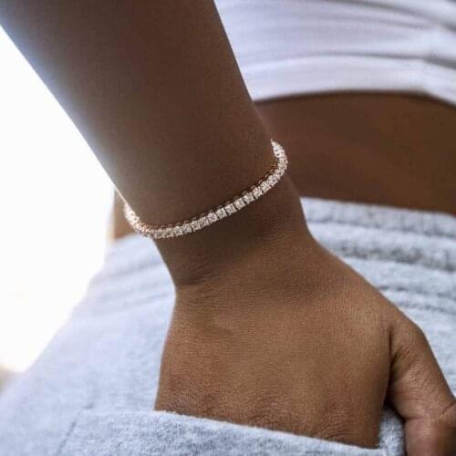 2021European Single Row Stone Iced Out Bling 5A Cubic Zirconia 3MM Tennis Chain Hip Hop Women Wedding Engagement Tennis Bracelet