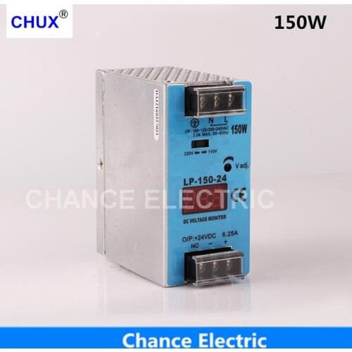 24V 12V Switching Power Supply 150W Mini size Din Rail Single Output 100-240V input LP150W Power Suppliers